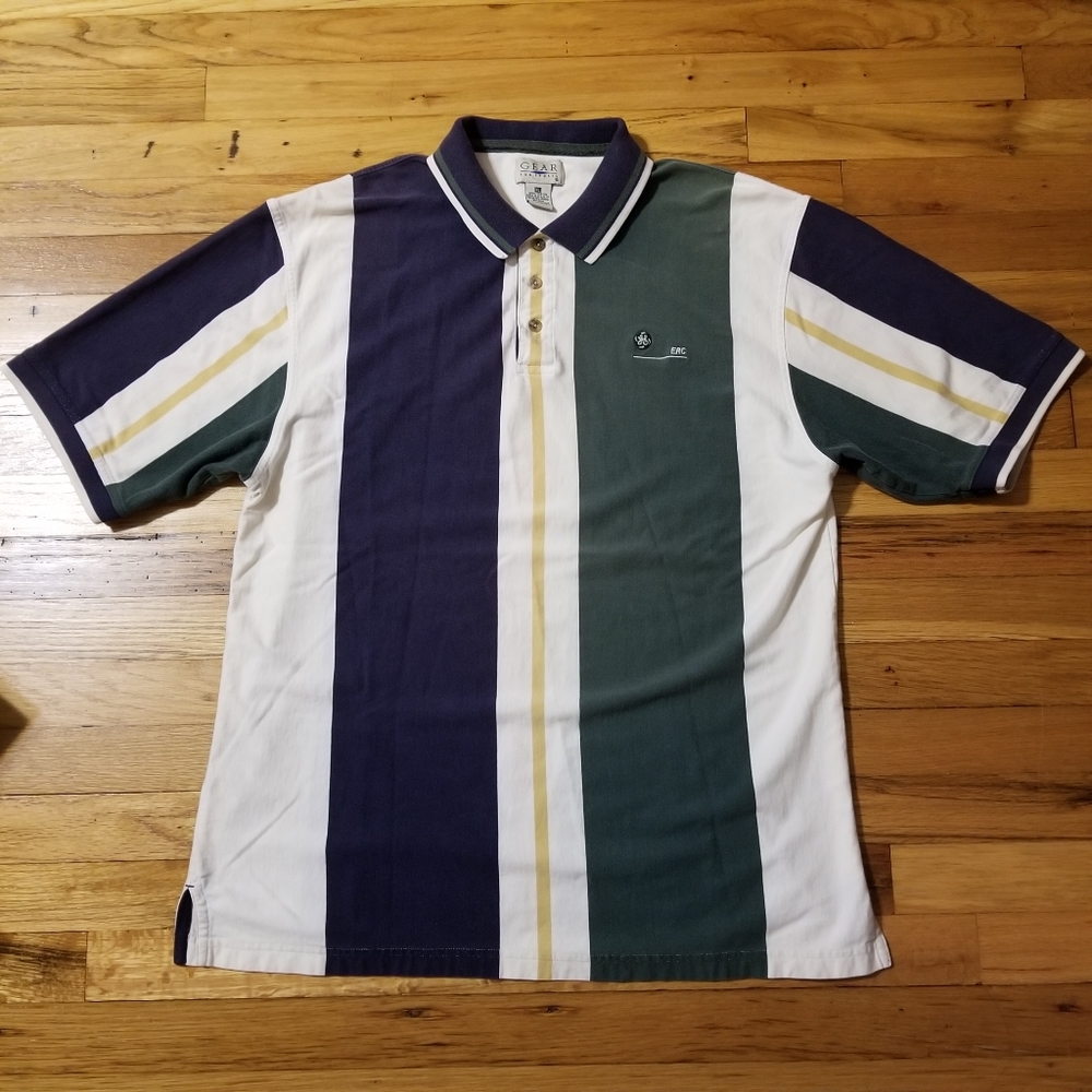 Vintage Gear For Sports General Electric Color Block Polo Shirt Men's Size XL
